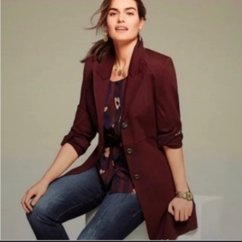 Cabi 3545 Boss Pleated Trench Coat Jacket Women Size XL